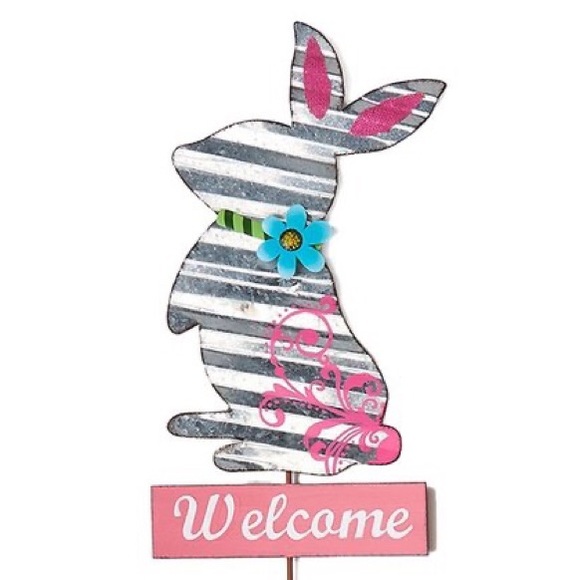 34" Metal Standing Bunny Garden Stake - Picture 2 of 2